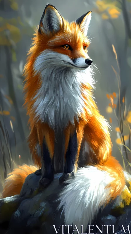 Elegant Fox amidst Forest Glow AI Image