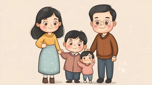 Joyful Cartoon Family Togetherness