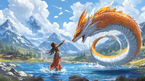 Woman and Dragon by Serene Lake