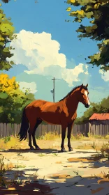 Countryside Horse Painting