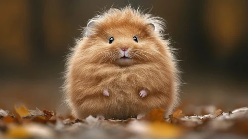 Cute Hamster in Fall Foliage AI Image