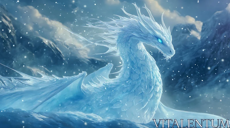 AI ART Frozen Dragon in Winter Wonderland