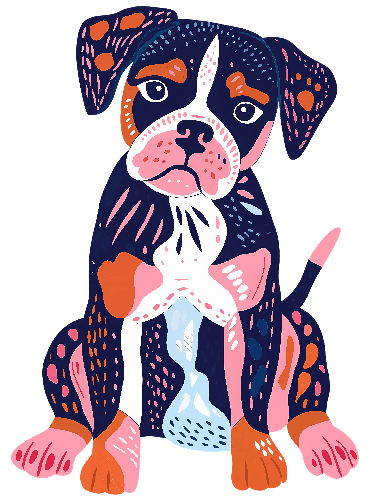 Colorful Spotted Dog Illustration on Transparent Background POD Design