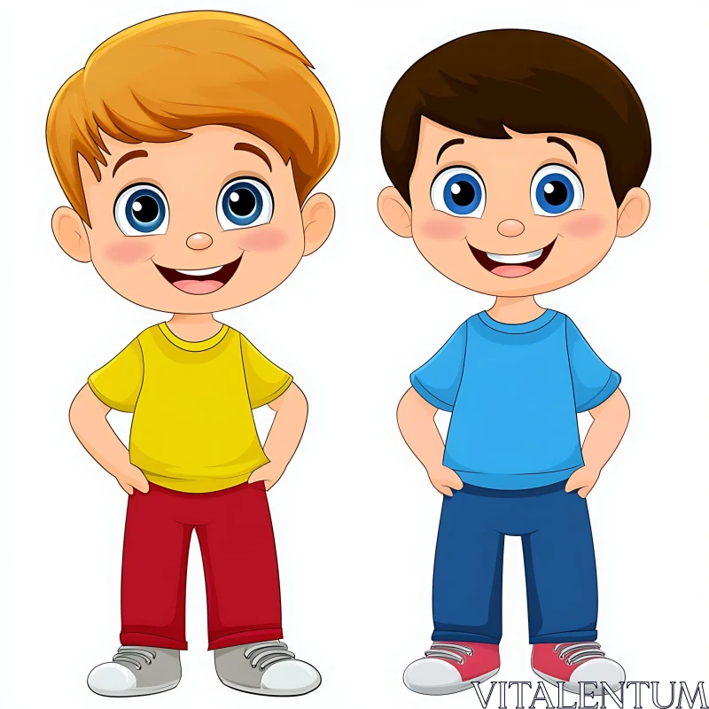 AI ART Happy Cartoon Boys Illustration