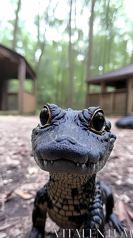 Forest Alligator Portrait AI Image