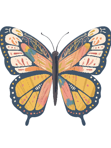 POD Design Digital Illustration of a Butterfly with Colorful Wings