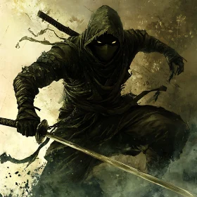 Enigmatic Ninja Warrior in Dark Attire