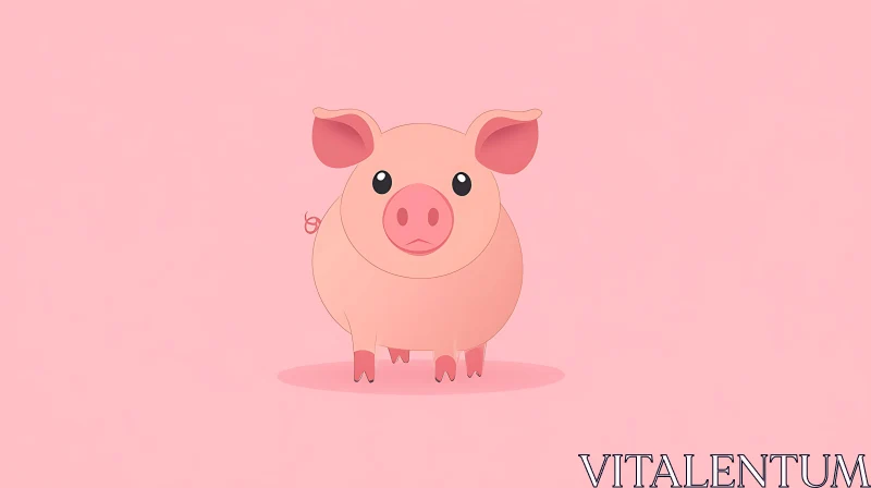 Cute Piglet Illustration in Pink Color AI Image