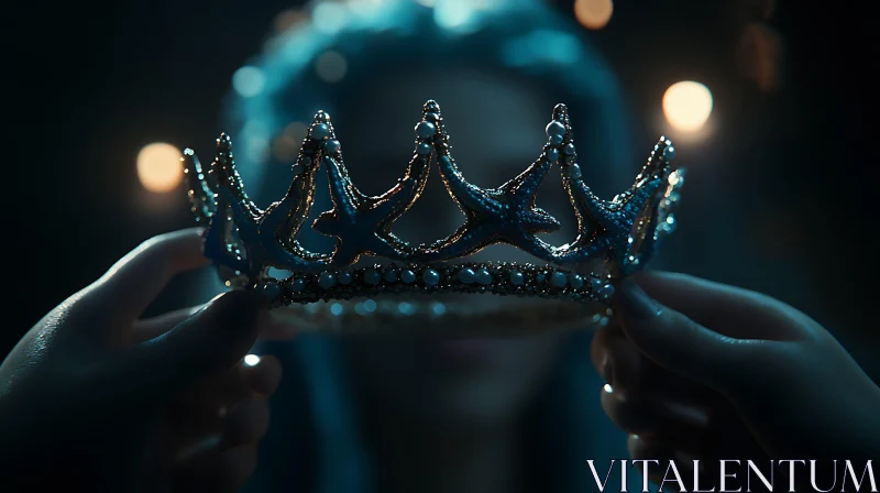 Woman Holding Pearl Crown AI Image