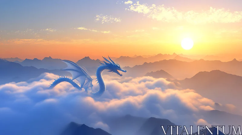 AI ART Serene Dragon Above the Clouds