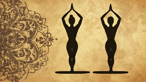 Meditative Yoga Poses Silhouette Art