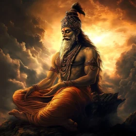 Serene Meditator Above the Clouds