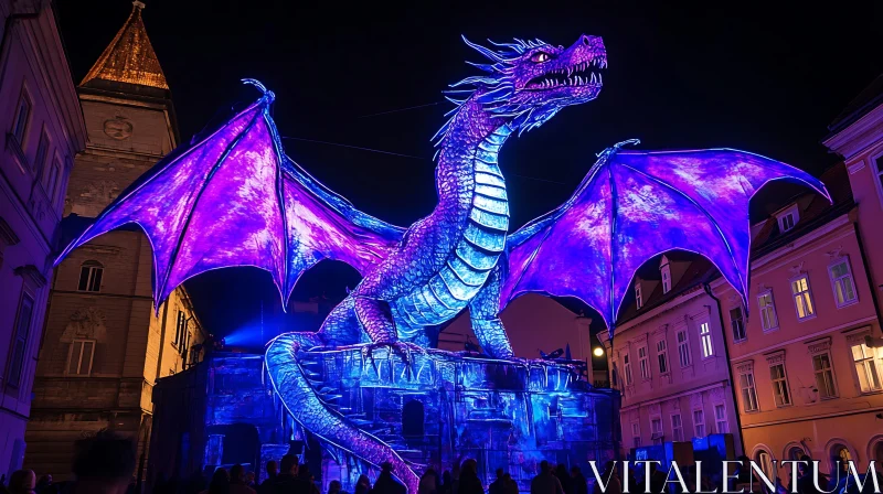 AI ART Illuminated Dragon at Night