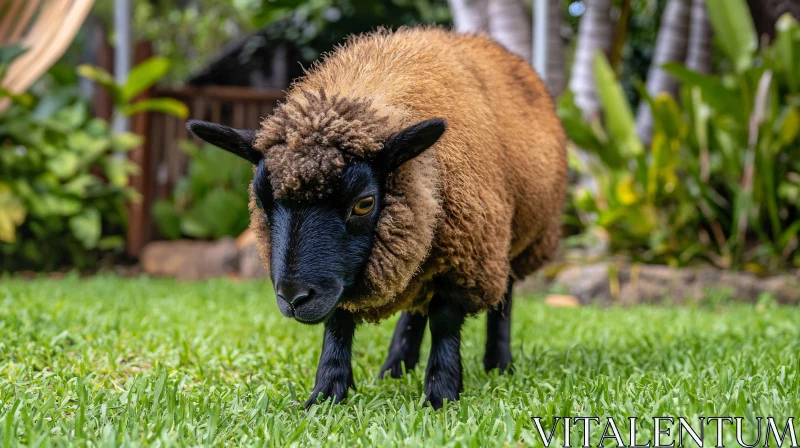 AI ART Sheep Portrait on Green Grass