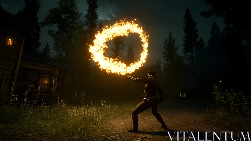 Ring of Fire in the Woods AI Image