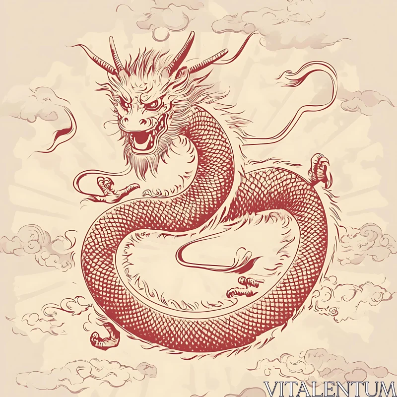 AI ART Stylized Dragon Among Clouds Artwork