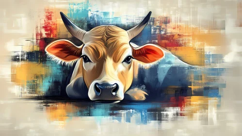 Colorful Abstract Cow Artwork