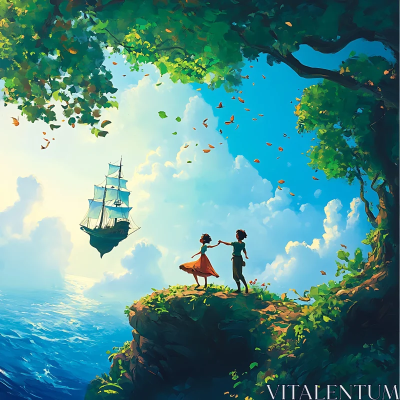 Couple's Dream by the Sea AI Image