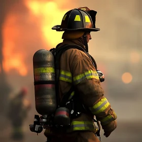 Heroic Firefighter in Action