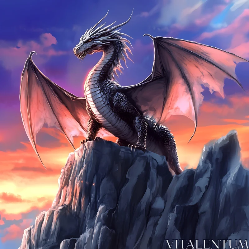 Sunset Dragon Guardian of the Peak AI Image