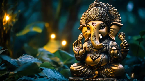 Gilded Ganesha Among Greenery