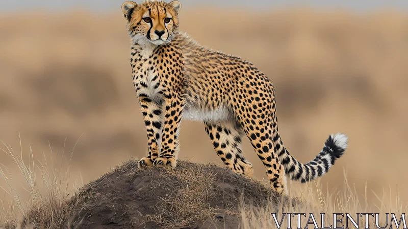 Cheetah on the Mound AI Image