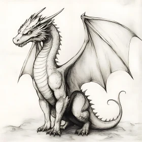 Monochrome Dragon Sketch Illustration