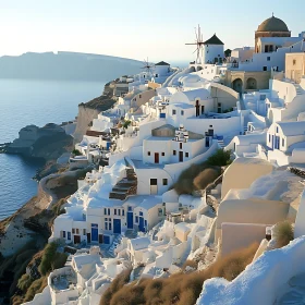 Picturesque Santorini Village by the Sea