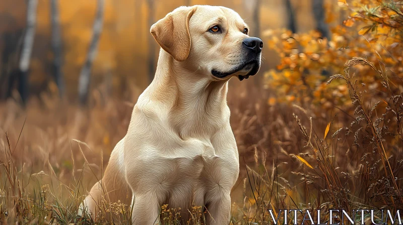 Dog in Autumn Landscape AI Image