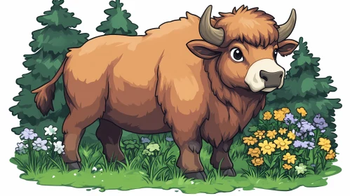 Forest Bull Illustration