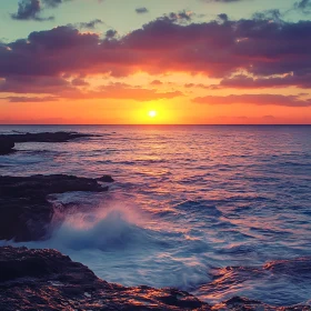 Coastal Sunset: Waves and Sky