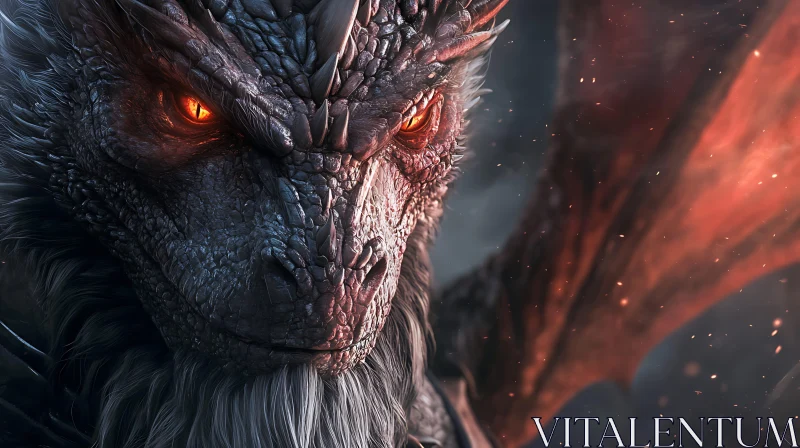 Dragon's Gaze: A Mythical Creature Close-Up AI Image