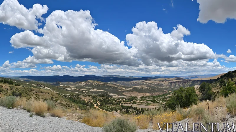 Vast Mountain and Valley Scene AI Image