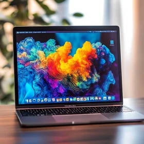 Vibrant Abstract Art on Laptop Screen