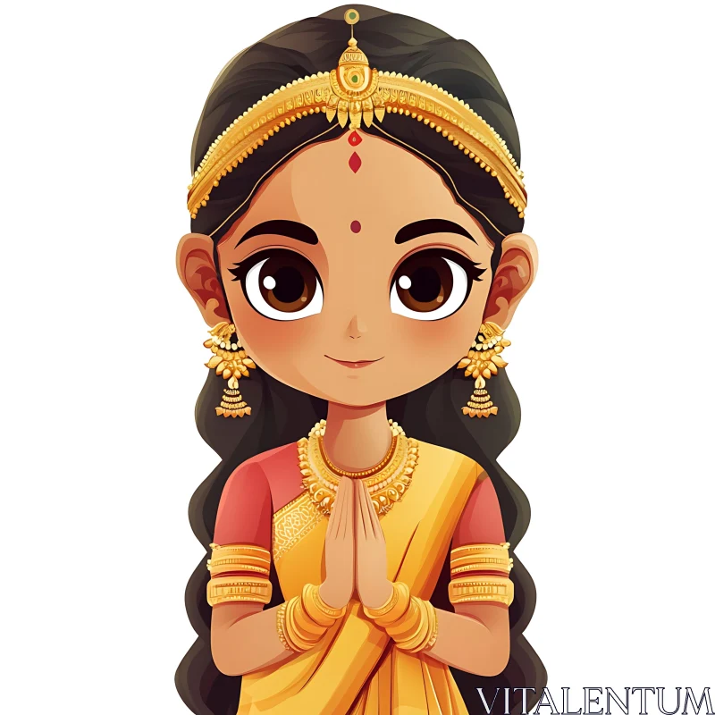 AI ART Indian Girl Cartoon Character Illustration