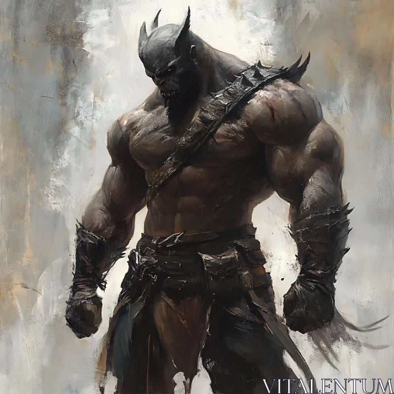 Muscular Warrior with Horns AI Image