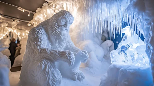 Icy Yeti Sculpture with Creature Companion