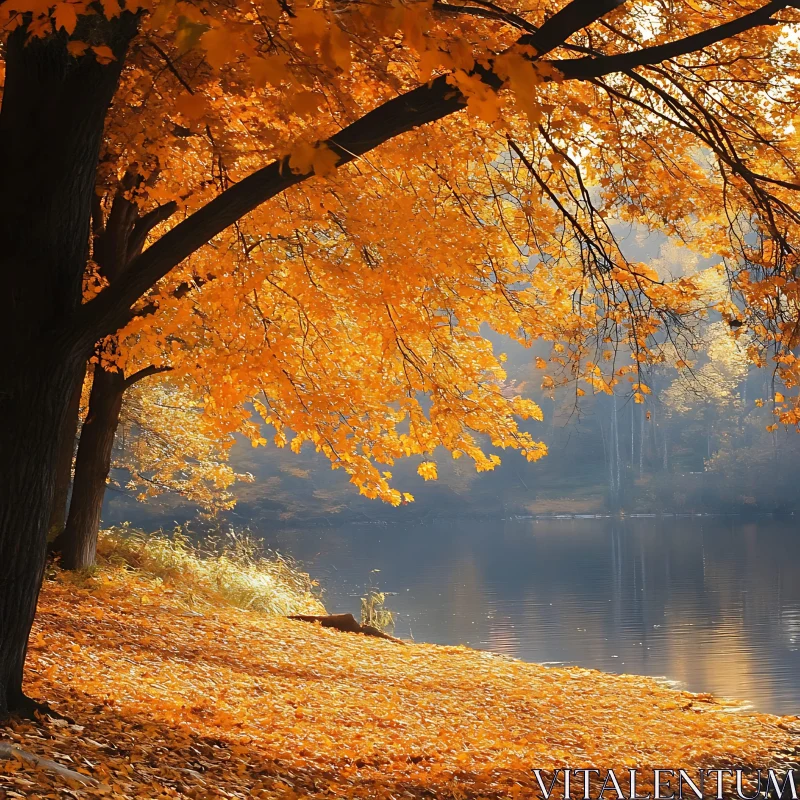 AI ART Fall Colors by the Lake