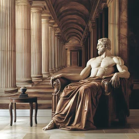 Seated Man Statue in Classical Setting