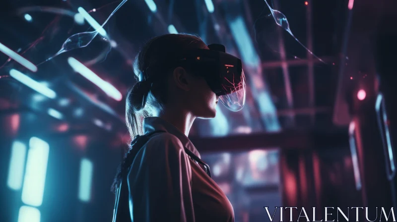 Fashion Designer in Virtual Reality Headset: Cyberpunk Dystopia AI Image