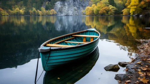 Green Boat on Water - A Masterpiece of Norwegian Nature