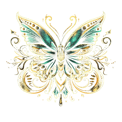 POD Design Intricate Gold and Green Butterfly Digital Art