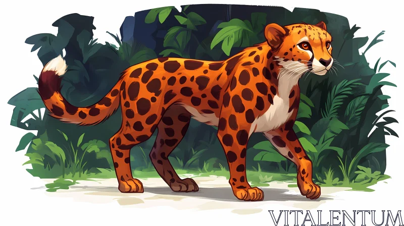 Leopard in Lush Jungle AI Image