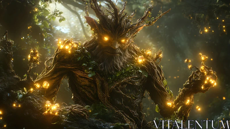 Ancient Tree Spirit in Enchanted Forest AI Image