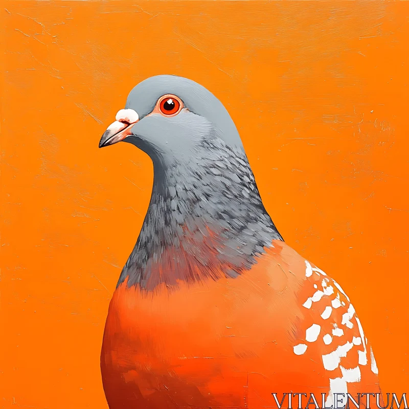 Bird Portrait on Orange Background AI Image