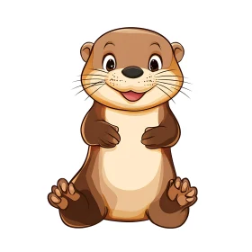 Cute Otter Cartoon Character