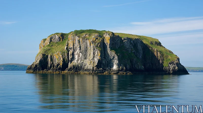 AI ART Rocky Cliffs Island in Tranquil Waters