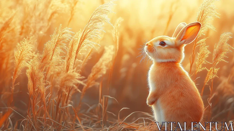 AI ART Tranquil Rabbit Among Amber Grasses