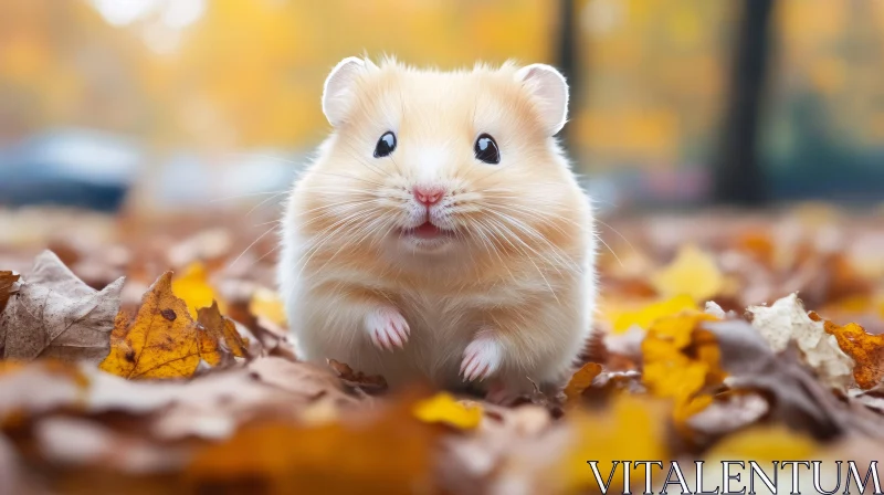 Hamster Surrounded by Autumn Foliage AI Image