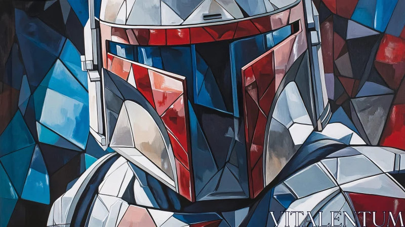 AI ART Geometric Warrior Helmet Art